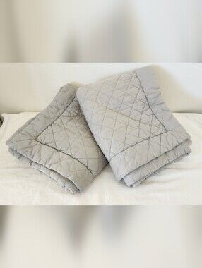 King Size Quilted Grey Cotton Pillow Shams